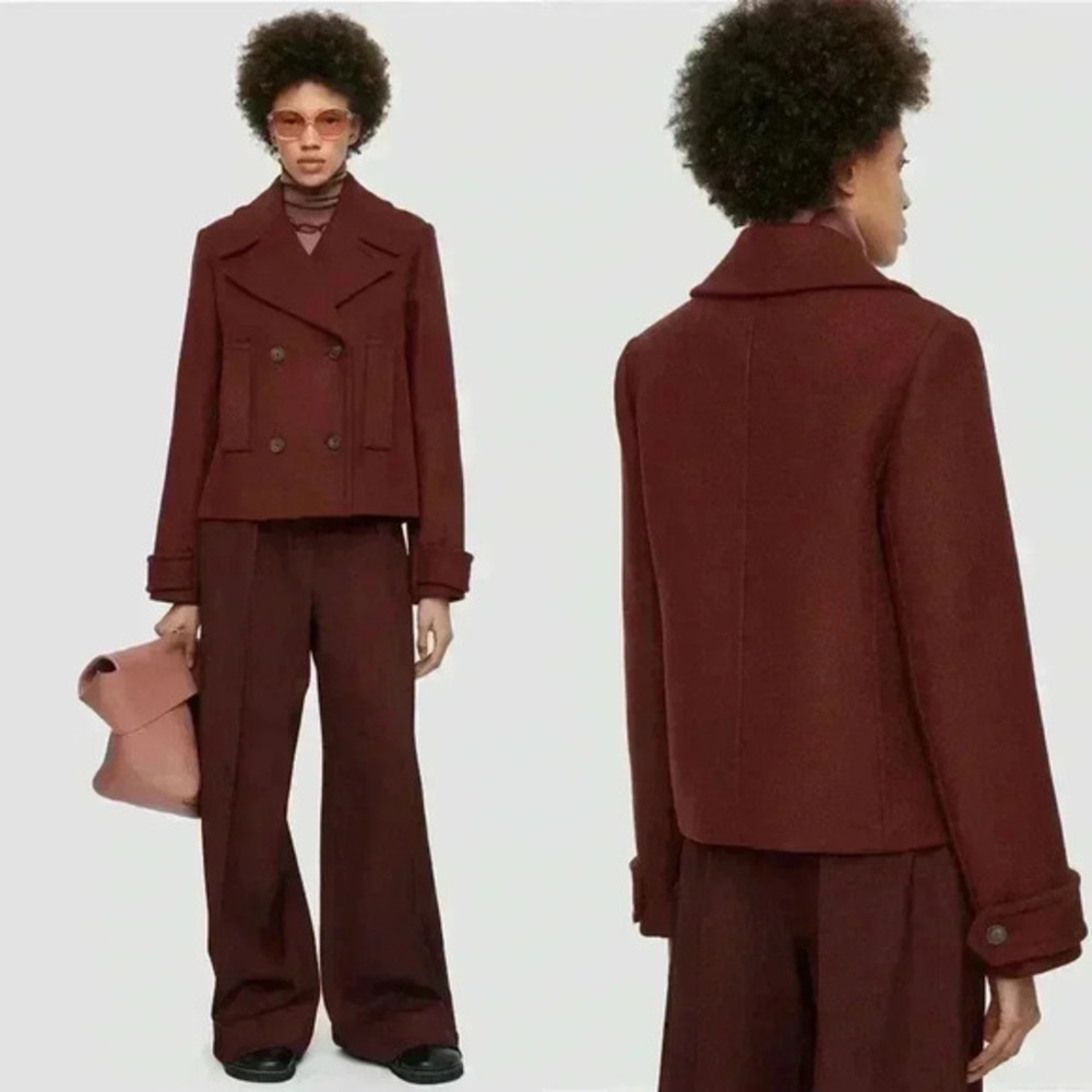 JOSEPH Diagonal Wool Dove Coat in Raisin Size 38 Medium 6‎ US